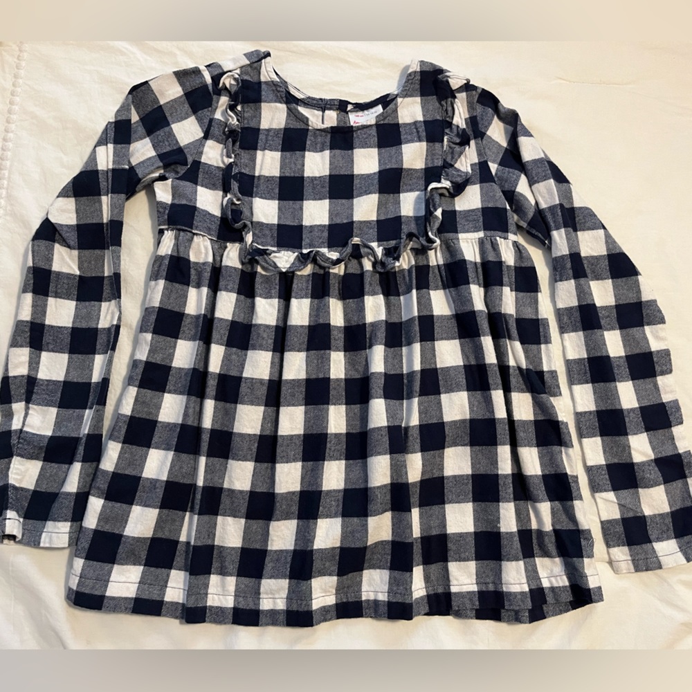 Hanna Andersson girls black/white checked shirt